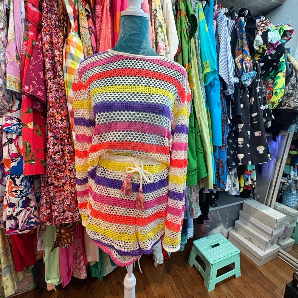 colorful swim cover up set